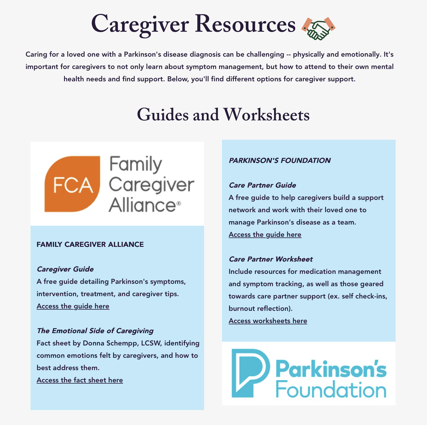 Caregiver Resources